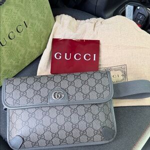 Gucci Black and Gray Monogram Belt Bag